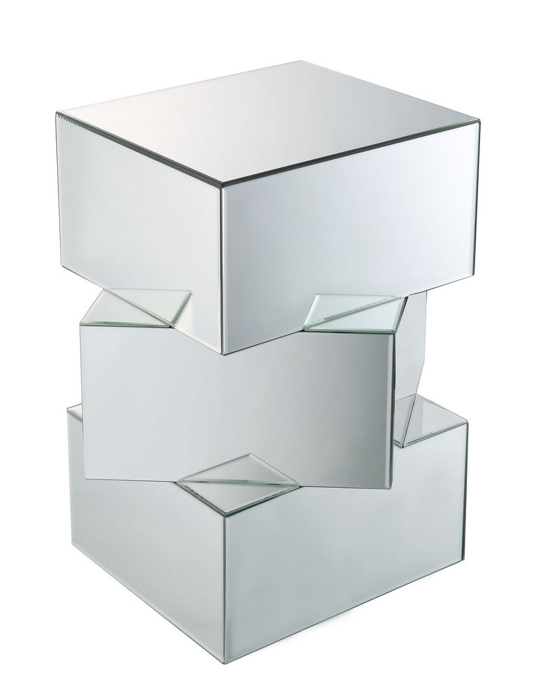 Meria Clear Glass/Mirror Square End Table