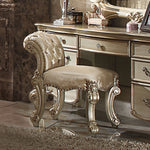 Vendome Gold Patina Fabric/Wood Vanity Stool