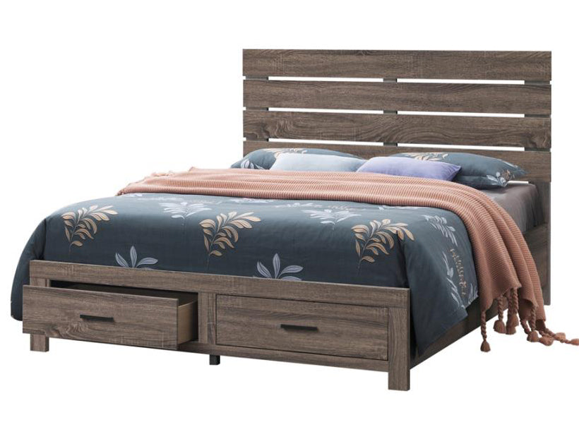 Brantford Barrel Oak Wood Queen Storage Bed