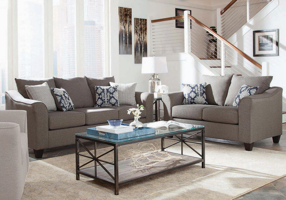 Salizar 2 Grey Linen-Like Fabric Sofa Set