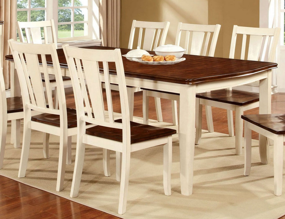 Dover White & Cherry Wood Dining Table w/ Leaf