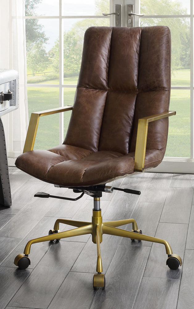 Rolento Espresso Top Grain Leather Executive Office Chair