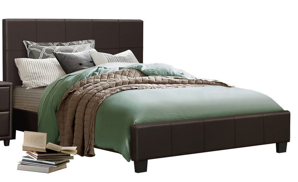 Lorenzi Dark Brown Vinyl King Bed (Oversized)