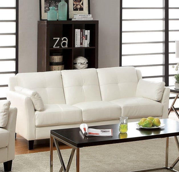 Pierre White Leatherette Sofa