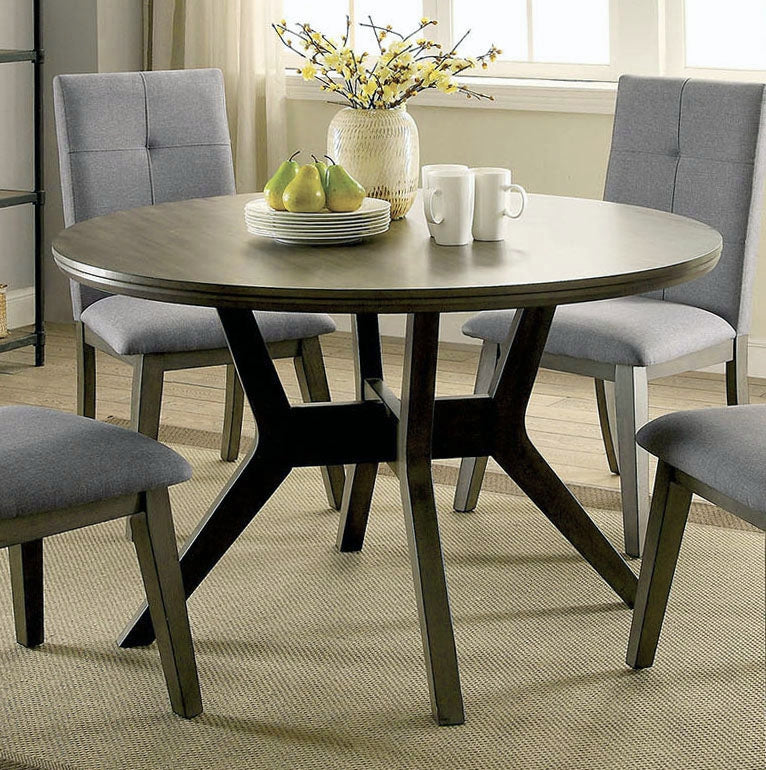 Abelone Gray Wood Round Dining Table