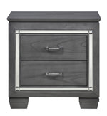 Allura Gray Wood Nightstand with Alligator Embossing