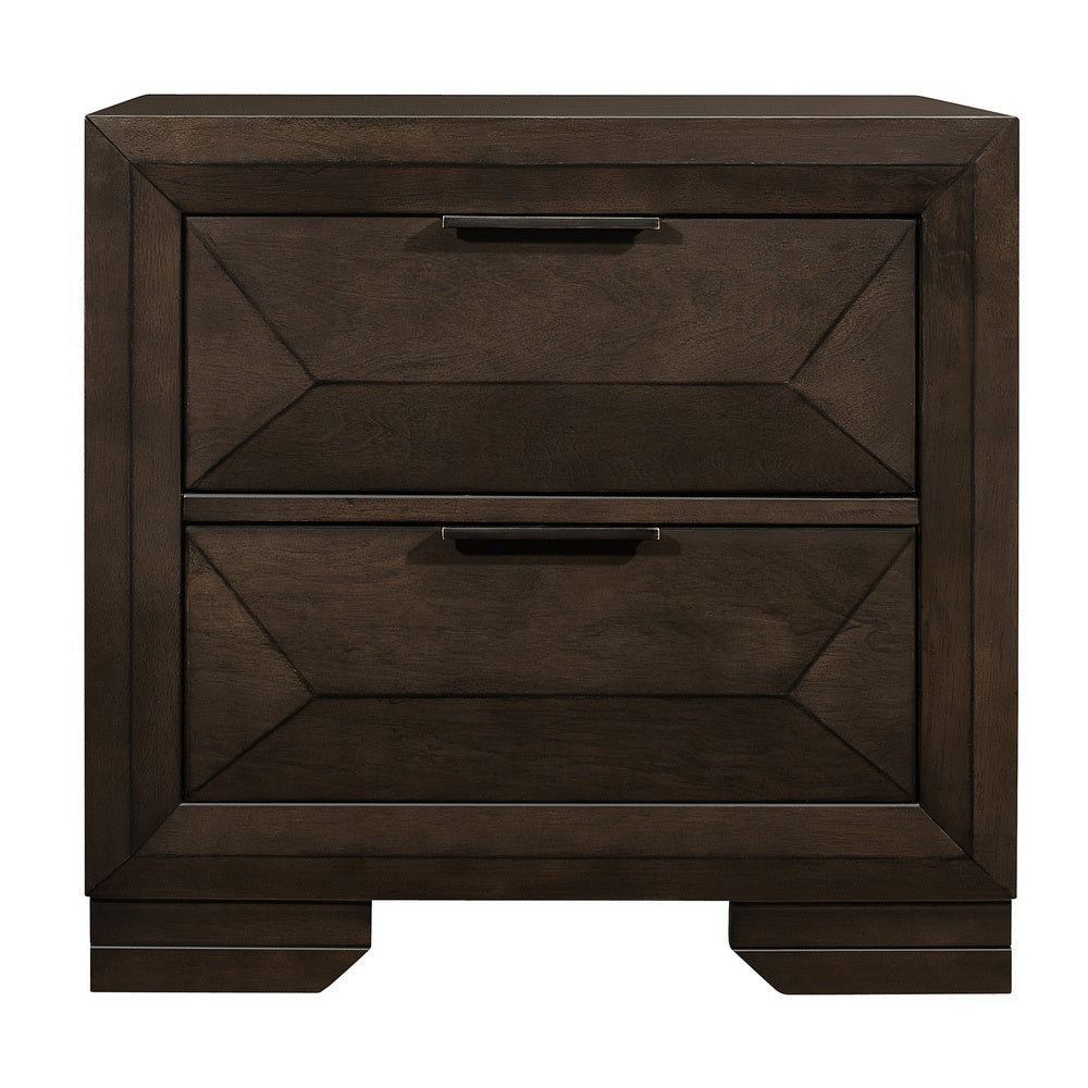 Chesky Warm Espresso Wood 2-Drawer Nightstand