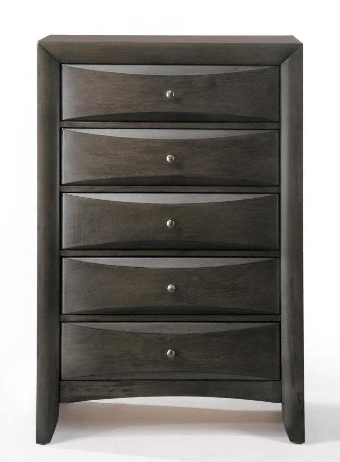 Ireland Gray Oak Wood 5-Drawer Chest