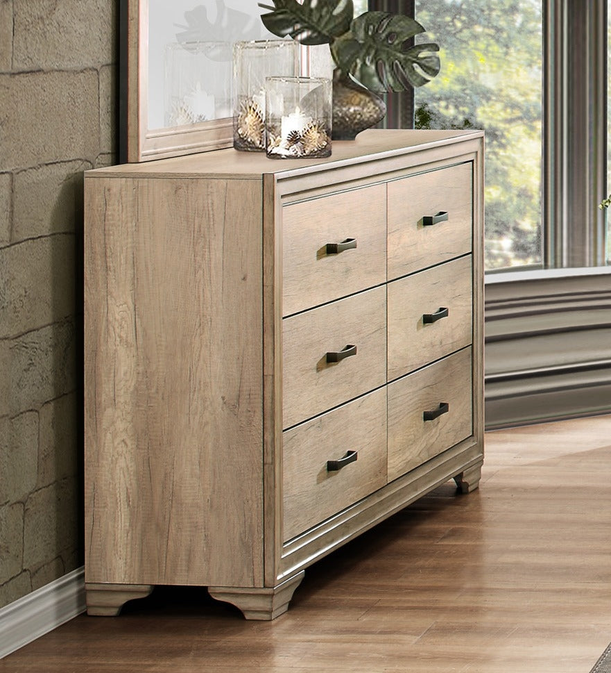 Lonan 6-Drawer Modern Rustic Wood Dresser