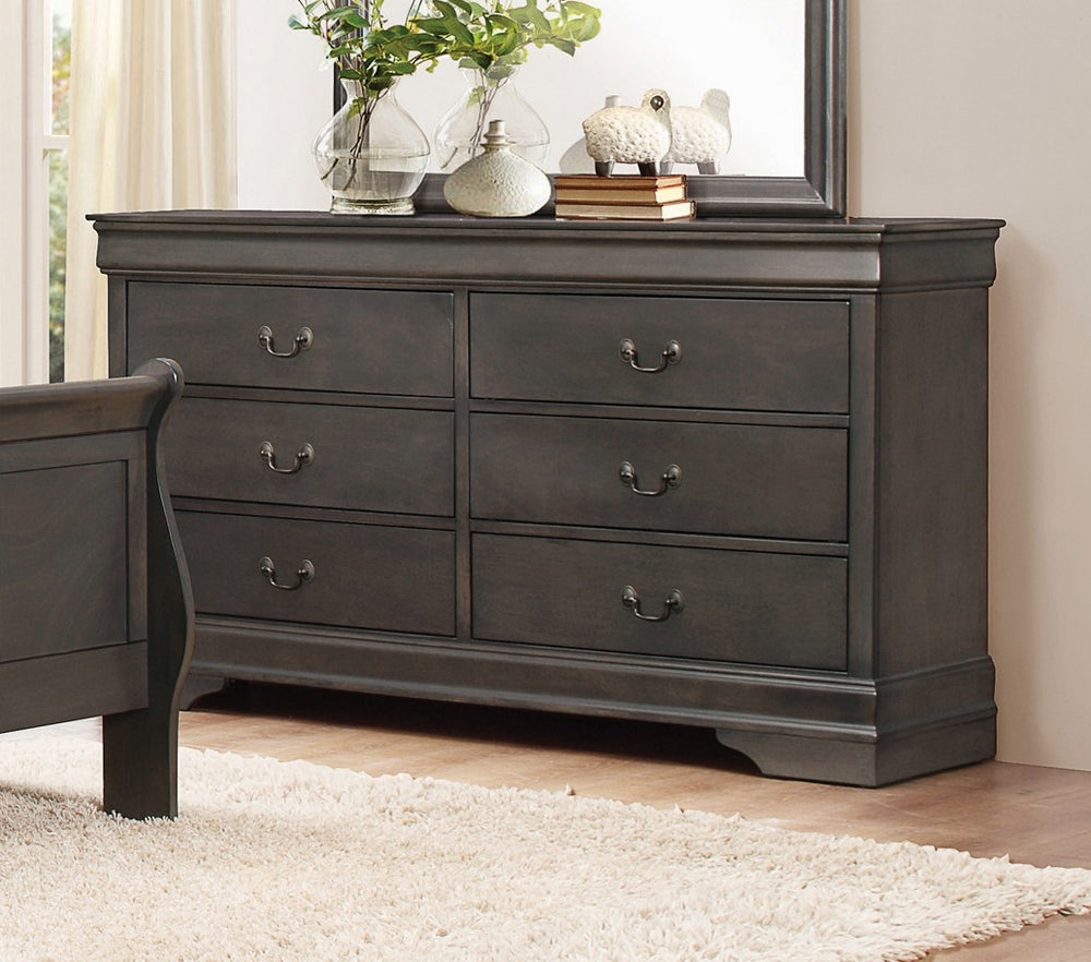 Mayville 6-Drawer Stained Gray Wood Dresser