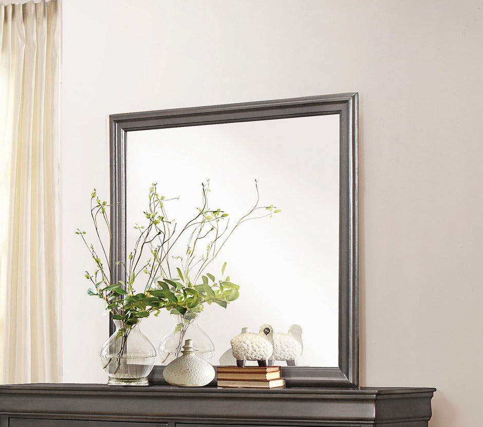 Mayville Classic Stained Gray Wood Frame Mirror