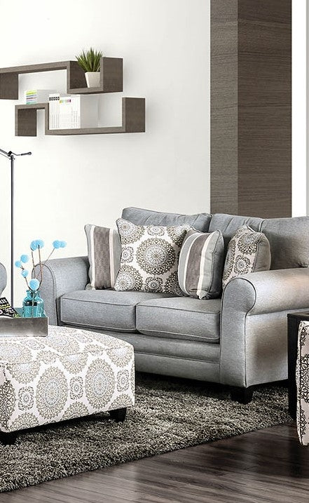 Misty Blue Woven Fabric Loveseat