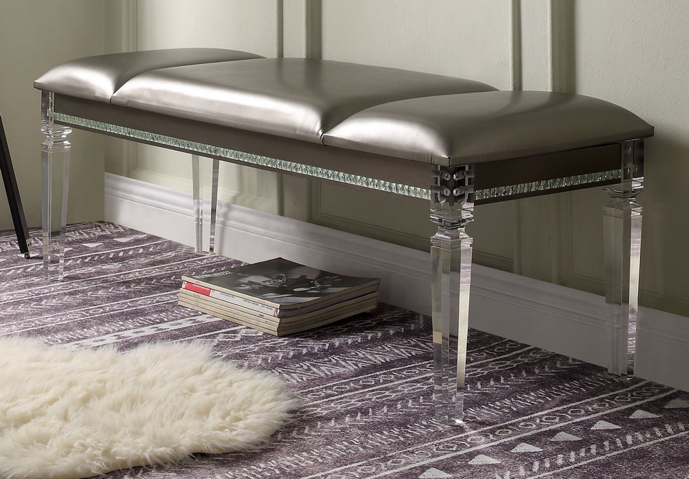 Sadie PU Leather/Clear Acrylic Bench