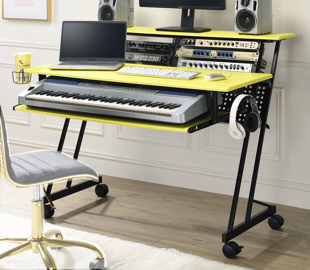 Suitor Contemporary Yellow Wood/Black Metal Computer Desk