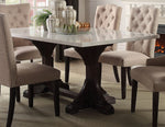 Gerardo White Marble/Weathered Espresso Wood Dining Table