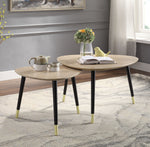 Allison 2-Pc Natural Finish Wood Nesting Table Set