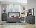 Allura Gray Wood Cal King Bed with LED Lighting