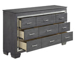 Allura Gray Wood Dresser with Alligator Embossing