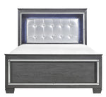 Allura Gray Wood Full Bed with LED Lighting