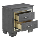 Allura Gray Wood Nightstand with Alligator Embossing