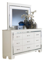 Allura White Wood Dresser Mirror with LED Lighting