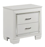 Allura White Wood Nightstand with Alligator Embossing