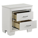 Allura White Wood Nightstand with Alligator Embossing