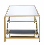 Astrid Gold Finish Metal/Mirror 2-Tier Coffee Table