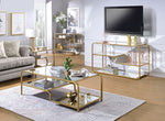 Astrid Gold Finish Metal/Mirror 2-Tier Coffee Table