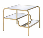 Astrid Gold Finish Metal/Mirror 3-Tier End Table