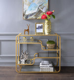 Astrid Gold Finish Metal/Mirror 4-Tier Sofa Table