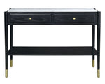 Atalia Marble/Black Wood 2-Drawer Sofa Table with Shelf