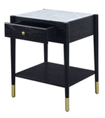 Atalia Marble/Black Wood End Table with Shelf