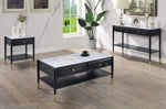 Atalia Marble/Black Wood End Table with Shelf