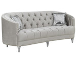 Avonlea 3-Pc Grey Velvet Sofa Set with Accent Pillows