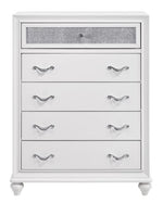 Barzini White Wood 5-Drawer Chest