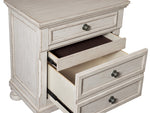 Bethel Antique White Wood 3-Drawer Nightstand