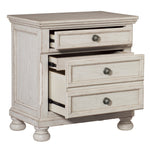 Bethel Antique White Wood 3-Drawer Nightstand