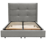 Beverly Light Grey Faux Linen Queen Bed w/Storage