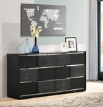 Blacktoft Contemporary Black Wood 6-Drawer Dresser