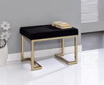 Boice Black Fabric/Gold Metal Ottoman