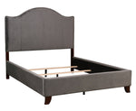 Carlow Gray Velvet Cal King Bed with Nailheads