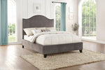 Carlow Gray Velvet Cal King Bed with Nailheads