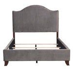 Carlow Gray Velvet Full Bed with Nailheads