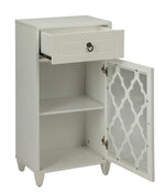 Ceara White Wood Side Table with Drawer & Door