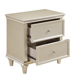 Celandine 2-Drawer Silver Finish Wood Nightstand