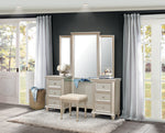 Celandine Silver Finish Wood Vanity Table with Mirror