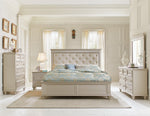 Celandine Silver Finish Wood/Bi-Cast Vinyl Queen Bed