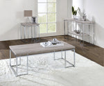 Chafik Natural Oak Wood/Chrome Metal Coffee Table