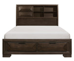 Chesky Warm Espresso Wood King Bed with Storages